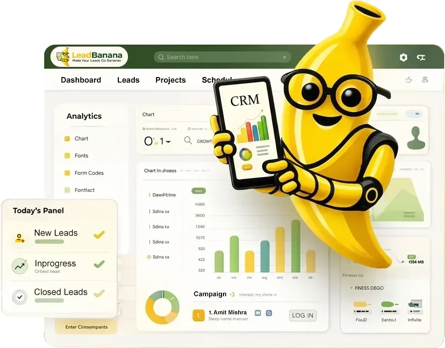 LeadBanana Dashboard and Mascot