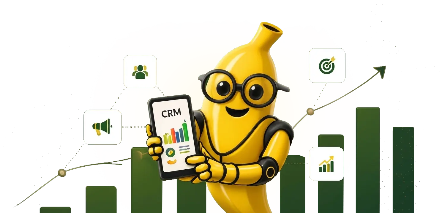 LeadBanana Mascot with CRM data